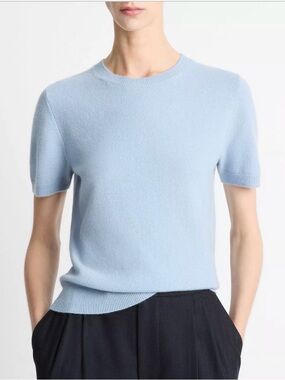 Vince Wool & Cashmere-Blend Short-Sleeve Sweater